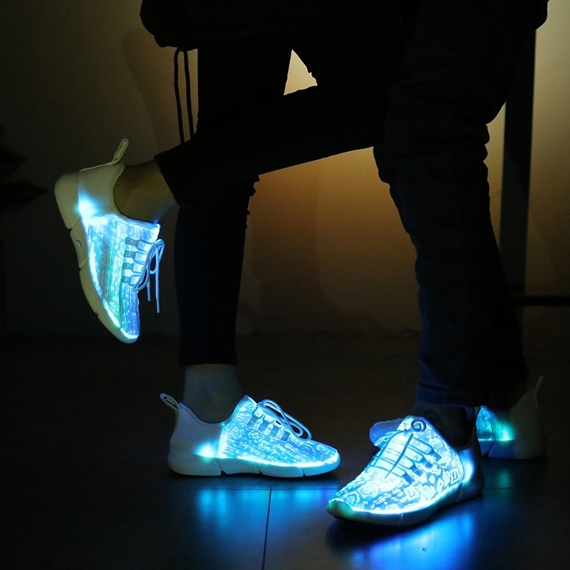 EU Led Casual Shoes USB rechargeable fiber optic shoe lightweight and durable for nights out, fitness and music festivals LJ201120