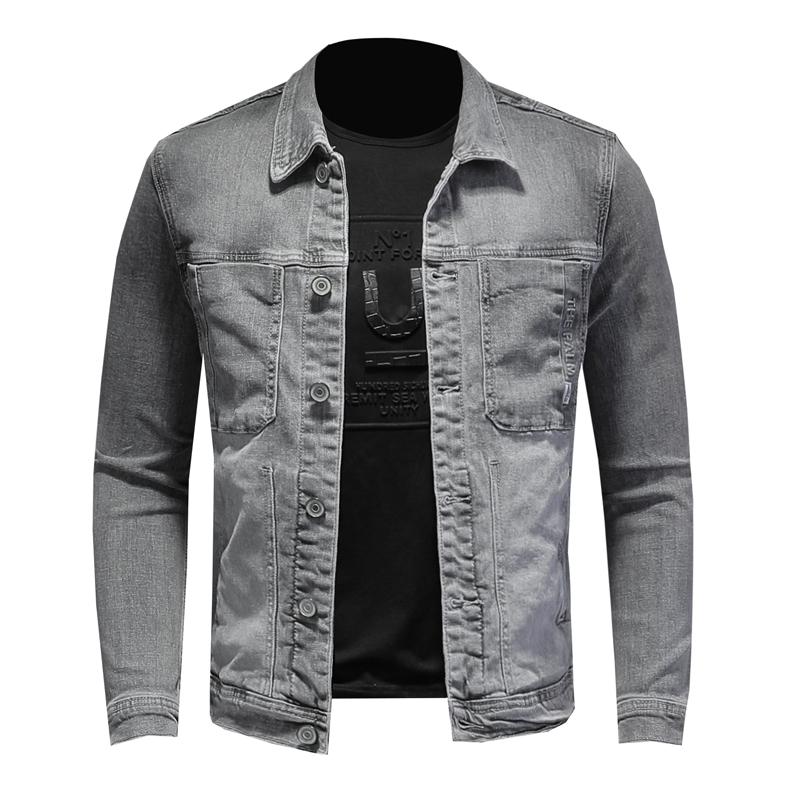 Light gray machine denim jacket men's lapel stand collar cotton denim coat slim casual long-sleeved jacket
Light gray machine denim jacket men's lapel stand collar cotton denim coat slim casual long-sleeved jacket