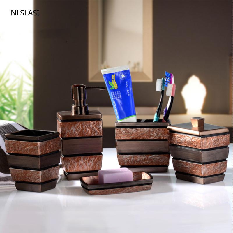 European Retro Style Resin Oothbrush Holder Brush Cup Soap Dish Bathroom Set Cotton Swab Box Lotion Bottle Bathroom Accessories
European Retro Style Resin Oothbrush Holder Brush Cup Soap Dish Bathroom Set Cotton Swab Box Lotion Bottle Bathroom Accessories