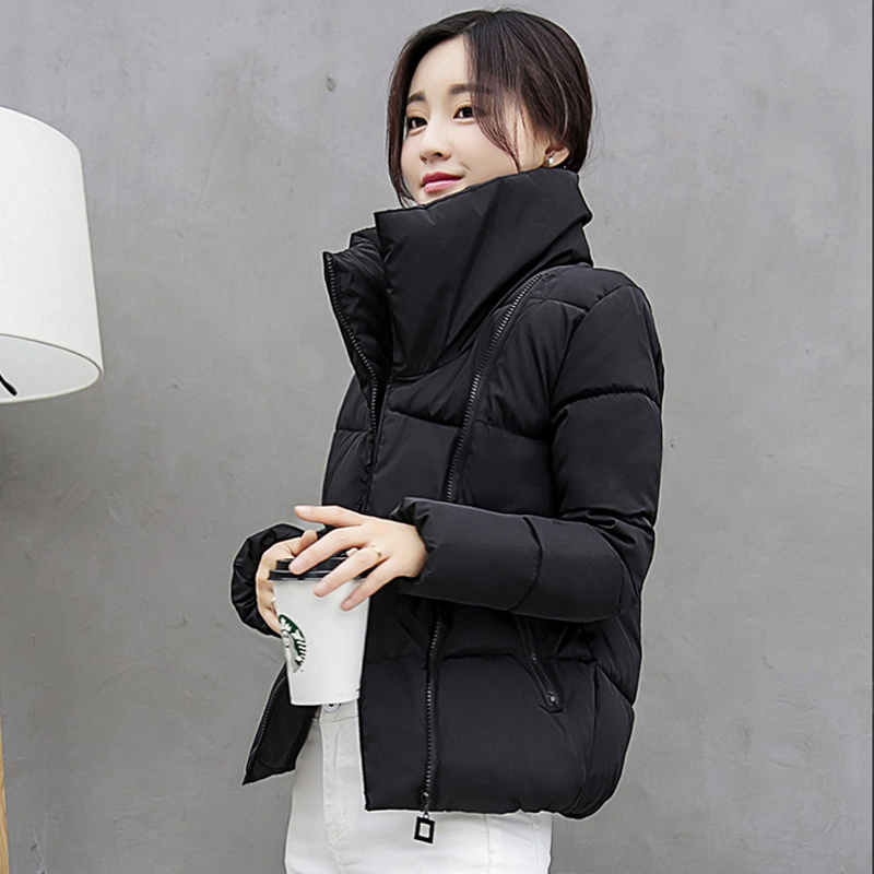 Stand Collar Short Winter Jacket Women Solid Color Cotton Padded Winter Autumn Female Coat Parkas Casaco Feminina Inveno T200319