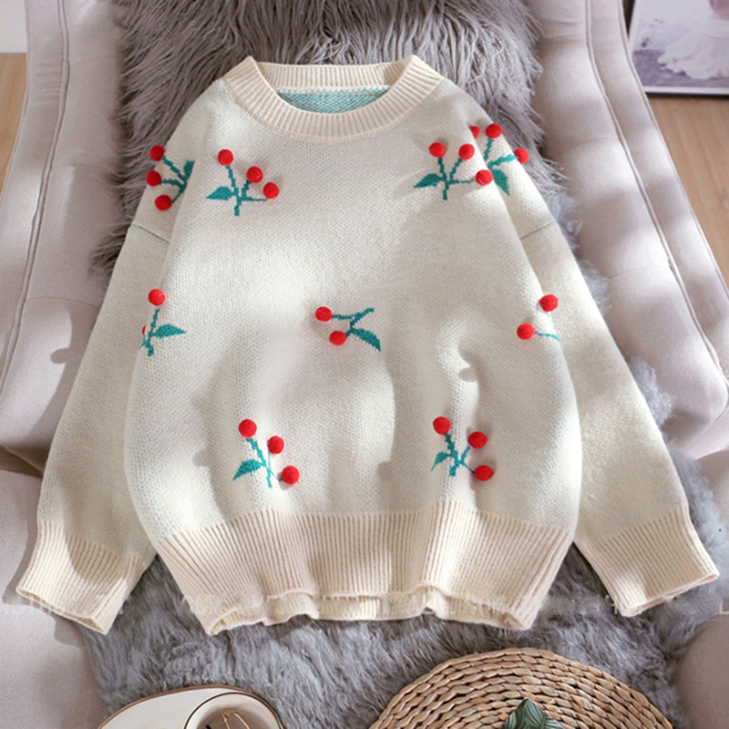 AZYT 3D Plush Ball Decoration Sweater Women's Pullover Casual Loose Knit Jumpers Sweater coat Harajuku BF Female Sweater 201017