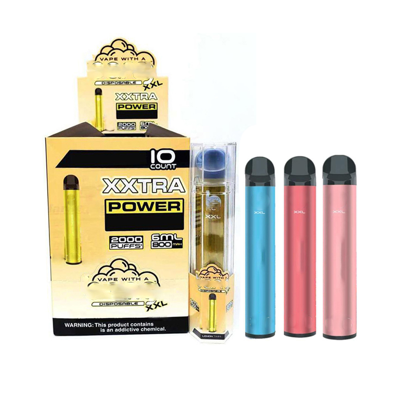 XXtra Pre-filled Disposable Device 800mAh Battery Pre-filled 6ml Pod 2000 Puffs XXL Portable Kits Vape Pen pk Puff Bar
XXtra Pre-filled Disposable Device 800mAh Battery Pre-filled 6ml Pod 2000 Puffs XXL Portable Kits Vape Pen pk Puff Bar