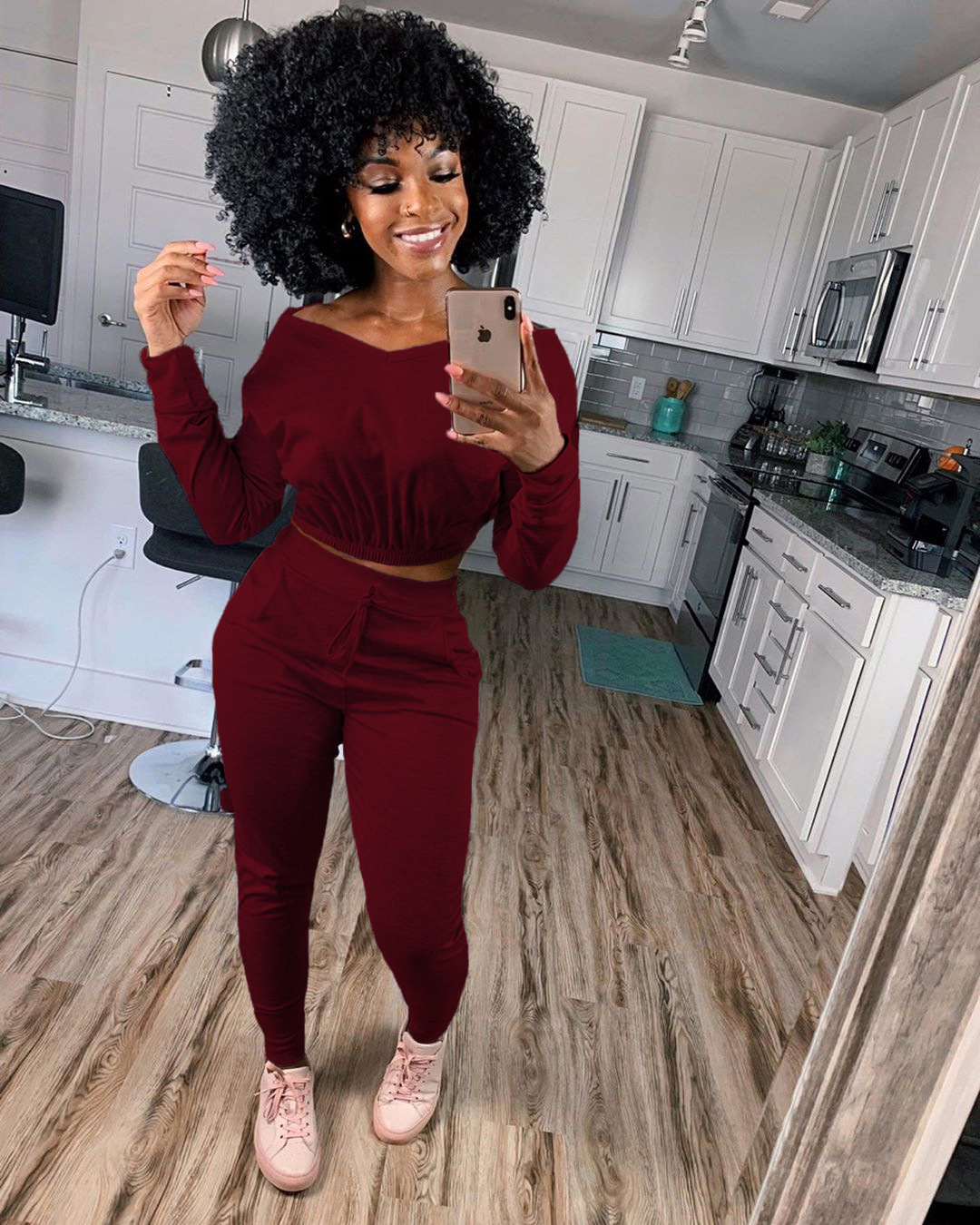 Pants Spot 2021 European and American V-neck solid color strapless sports two-piece home service