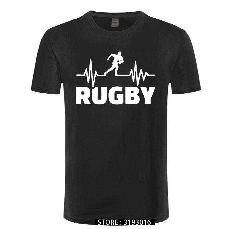 Heartbeat Of Rugbying T-shirts Men Summer Fashion Short Sleeve T Shirt Cotton Funny Printed Tops Sporting Mens Tee Y220214