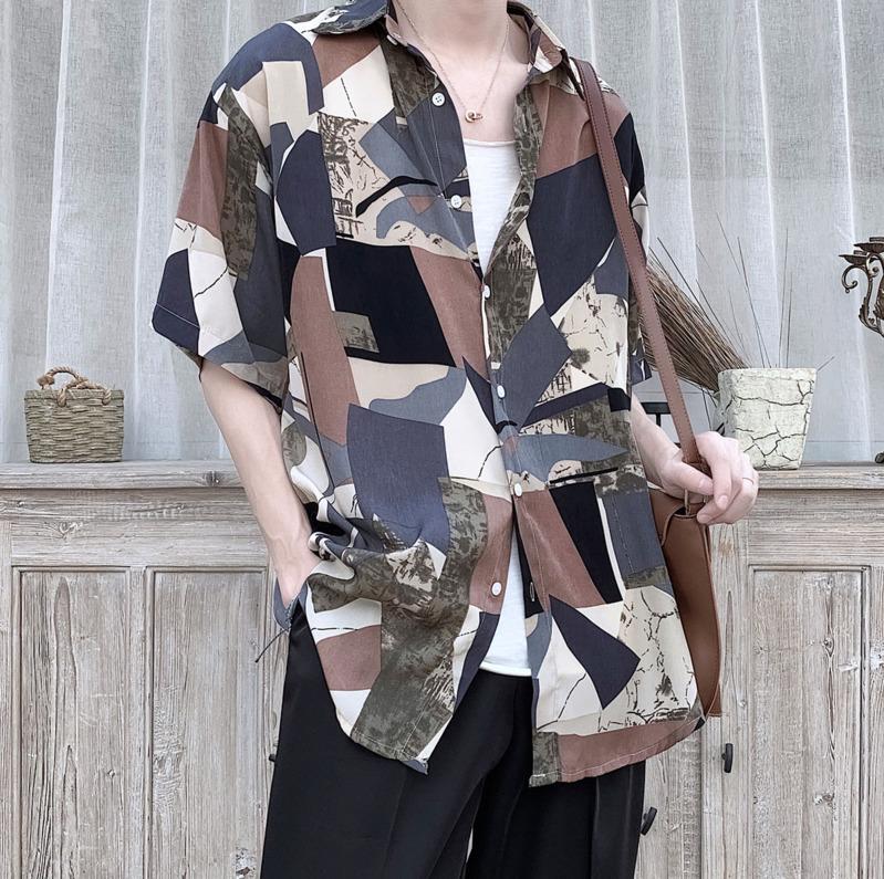 2020 Summer New Youth Popular Color Matching Retro Printing Loose Single-breasted Short-sleeved Shirt Fashion Casual Top, Khaki
2020 Summer New Youth Popular Color Matching Retro Printing Loose Single-breasted Short-sleeved Shirt Fashion Casual Top, Khaki