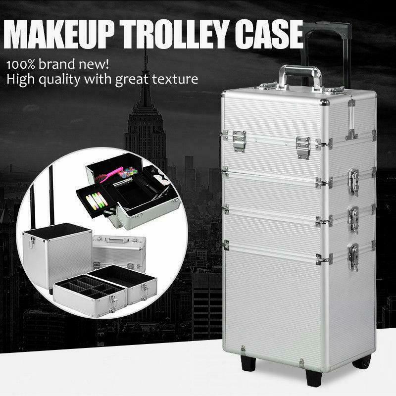 4 in1 Professional Aluminum Rolling Makeup Train Case Wheel Cosmetic Box Drawer, White
4 in1 Professional Aluminum Rolling Makeup Train Case Wheel Cosmetic Box Drawer, White