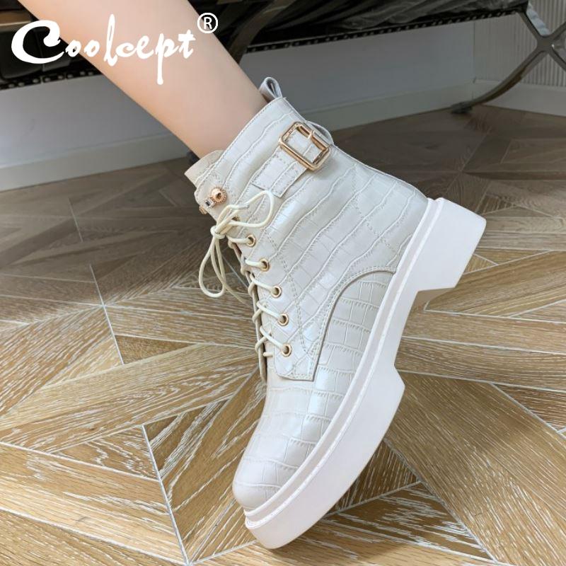 Coolcept Women Ankle Boots Real Leather Buckle Cross Strap Winter Shoes Woman Fashion Platform Warm Short Boot Lady Size 34-39, Black
Coolcept Women Ankle Boots Real Leather Buckle Cross Strap Winter Shoes Woman Fashion Platform Warm Short Boot Lady Size 34-39, Black