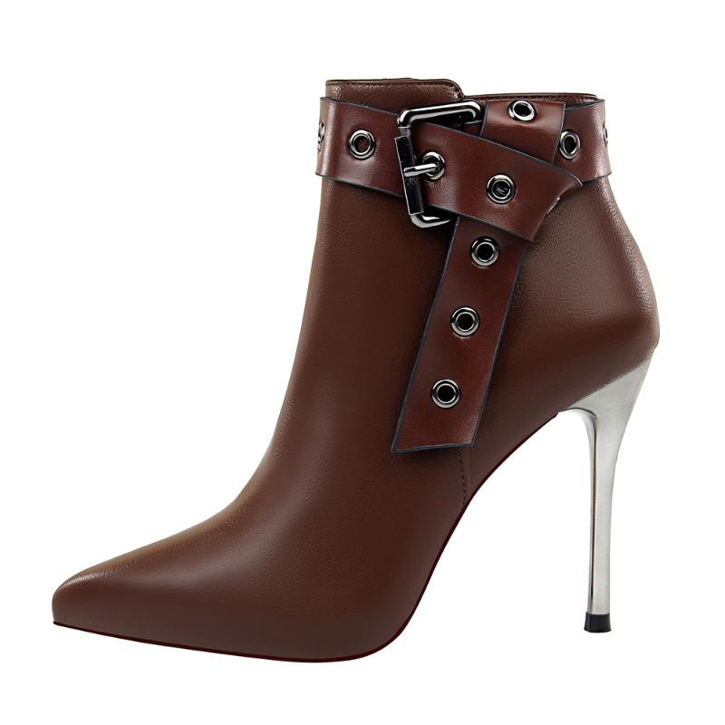 Boots for Women Brown Faux Leather High Heel Pumps Point Toe Rivet Buckle Ankle Boots Short Plush Winter Shoes Female Fashion, Black
Boots for Women Brown Faux Leather High Heel Pumps Point Toe Rivet Buckle Ankle Boots Short Plush Winter Shoes Female Fashion, Black