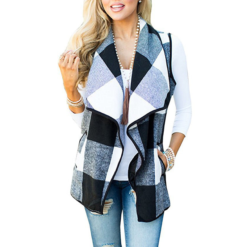 Fashion Woman Clothes Vest Women Winter Basic Coat Women Colete Feminino Coats Chalecos Para Mujer Femme Vests Jackets Plaid T200113