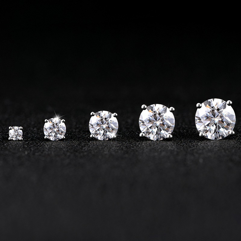 ATTAGEMS 2 Carat 8.0mm D Color Stud Earrings For Women Top Quality 100% 925 Sterling Silver Sparkling Wedding Jewelry 220210