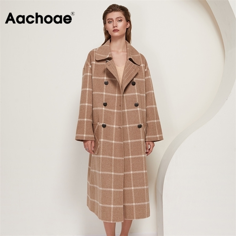Aachoae Winter Fashion Plaid Long Wool Coat Women Batwing Long Sleeve Chic Pockets Coats Casual Double Breasted Outerwear 201102, Brown multi
Aachoae Winter Fashion Plaid Long Wool Coat Women Batwing Long Sleeve Chic Pockets Coats Casual Double Breasted Outerwear 201102, Brown multi