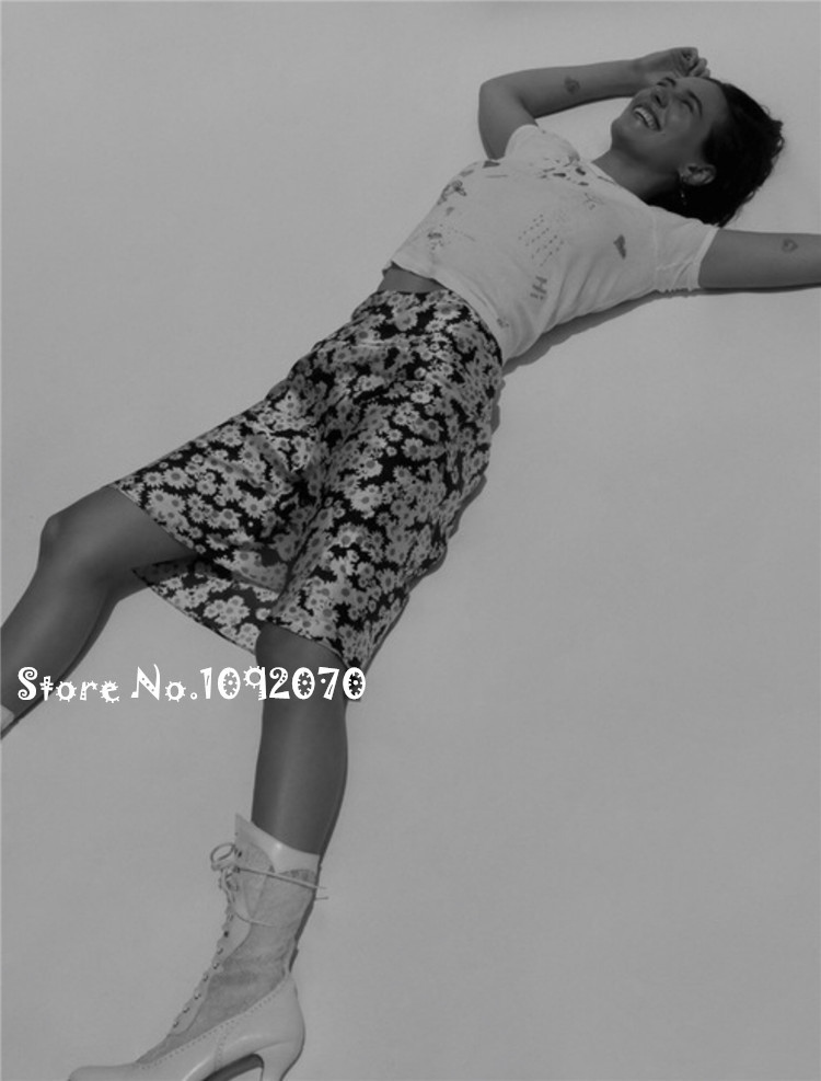 Women Elasticized Waist Band 34 length 100% Silk Satin The Naomi Flower Power The Naomi Slip Skirt T200113