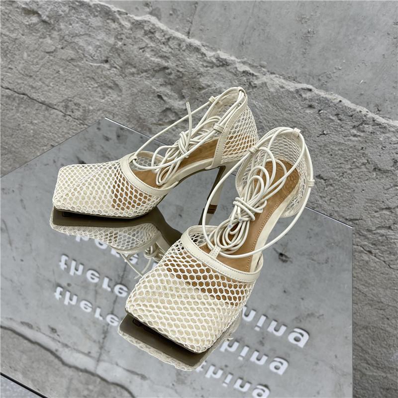 New Nude black Net Mesh brand Shoes High heel Sandals Women square toe Ankle Strap Summer Sandals Sexy lace up Party Shoes Woman, Beige
New Nude black Net Mesh brand Shoes High heel Sandals Women square toe Ankle Strap Summer Sandals Sexy lace up Party Shoes Woman, Beige