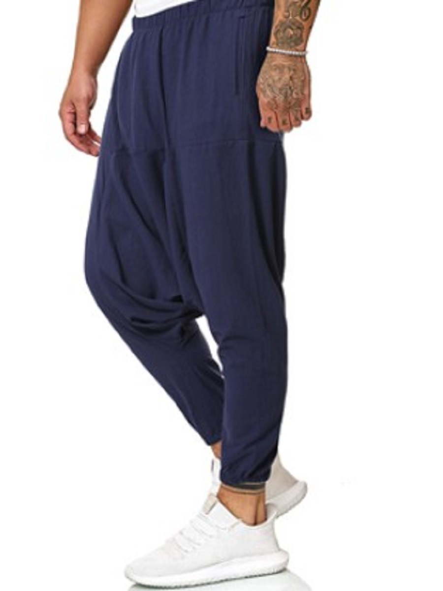 Men Linen Cross-Pants Mens Baggy Harem Pants Men Solid Black Trousers Male HipHop Joggers Man Streetwear Wide Legs Pants 201027