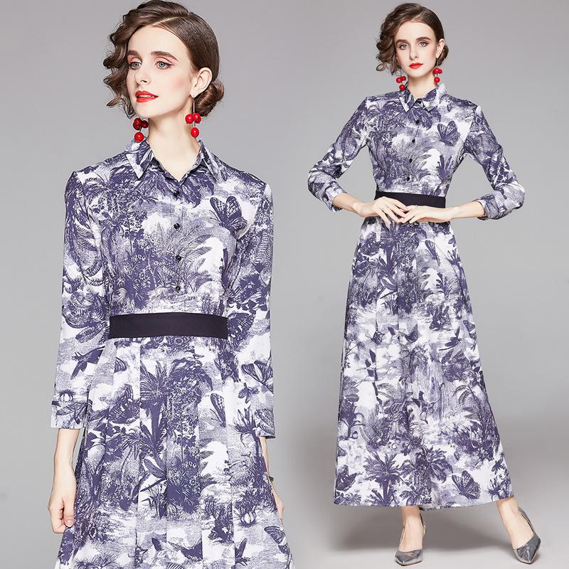 Women Long Dress Elegant Vintage Dresses Purple Dress Women Fashion Clothes Long Sleeve Retro Style Print, As pic
Women Long Dress Elegant Vintage Dresses Purple Dress Women Fashion Clothes Long Sleeve Retro Style Print, As pic