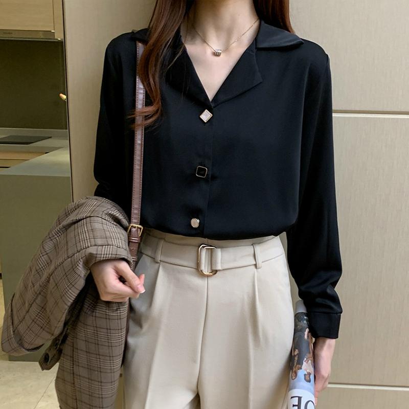 2021 Spring New Women Solid Notched Full Sleeve Chiffon Blouse Elegance Office Lady White Shirt Basic Loose Casual Tops T00002T, Black
2021 Spring New Women Solid Notched Full Sleeve Chiffon Blouse Elegance Office Lady White Shirt Basic Loose Casual Tops T00002T, Black