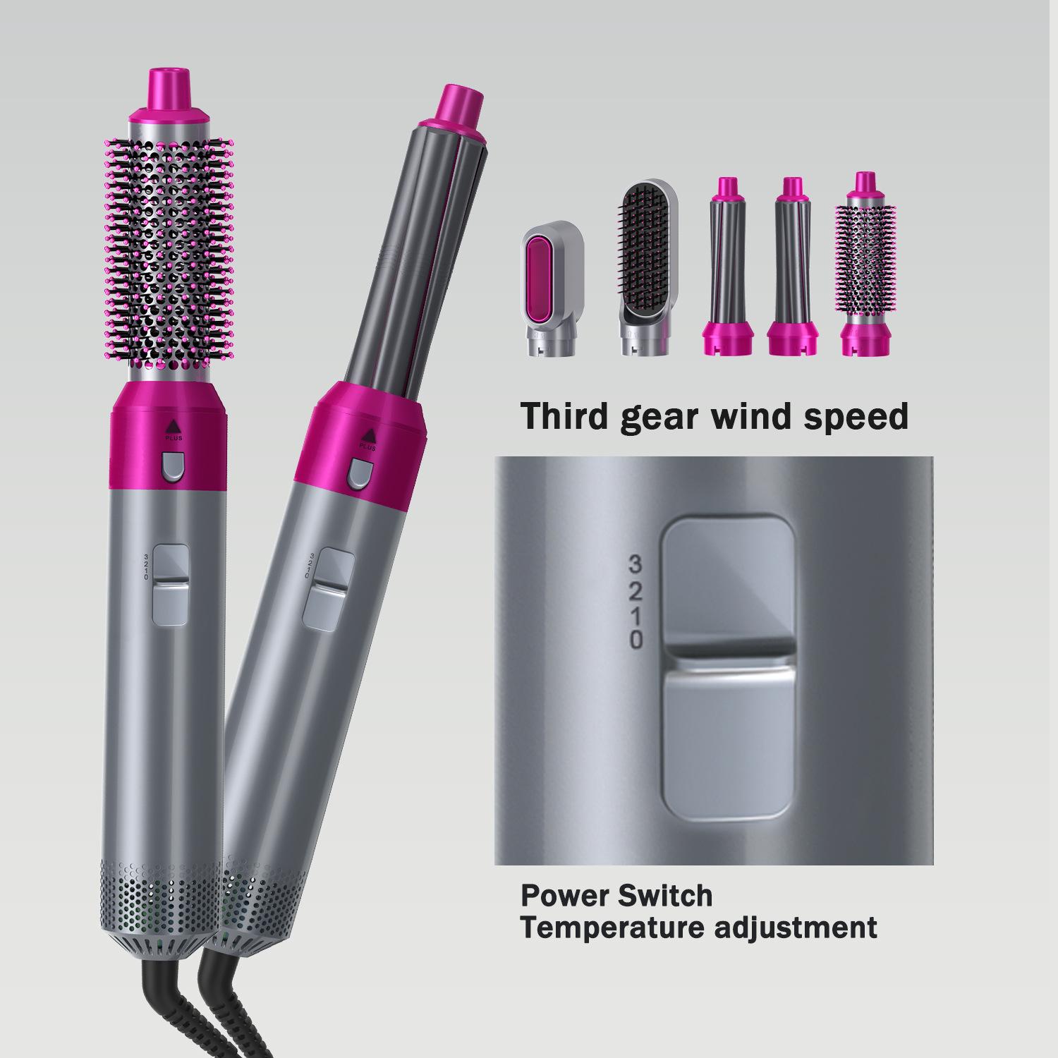 Curling Irons Electric Hair Dryer 5 In 1 Hairs Comb Negative Ion Straightener Brush Blow Dryer Air Wrap Curlings Wand Detachable Brushes Kit