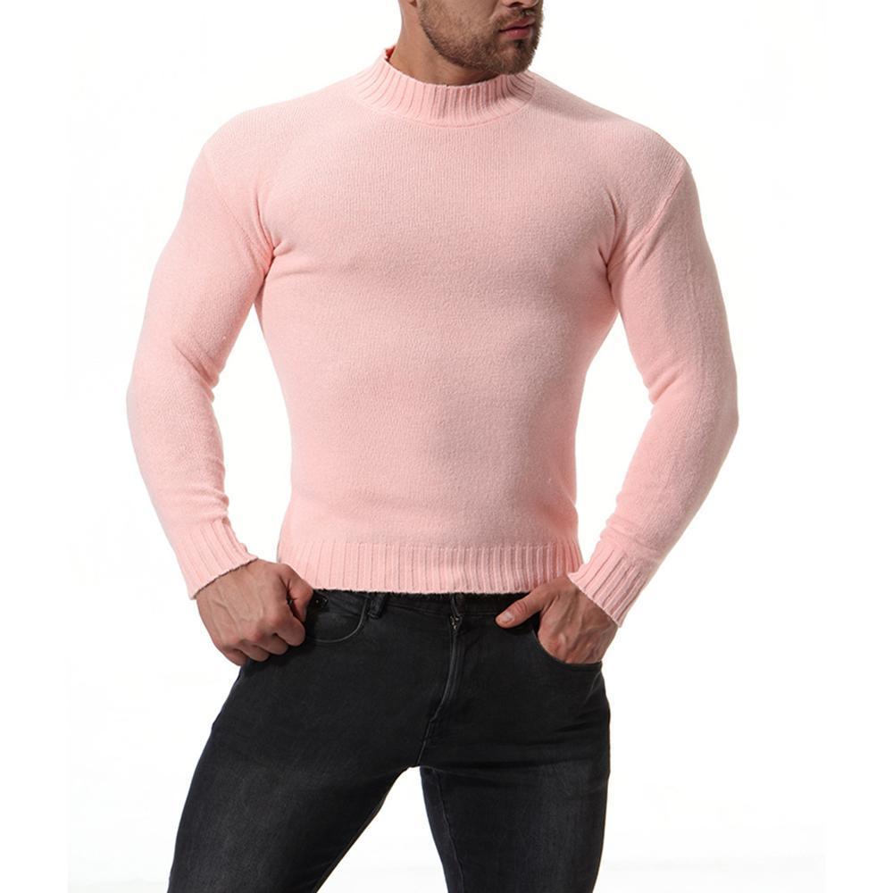 Man Causal O Neck Pink Sweater Autumn Winter Pullover Knitted Solid Sweaters 201022