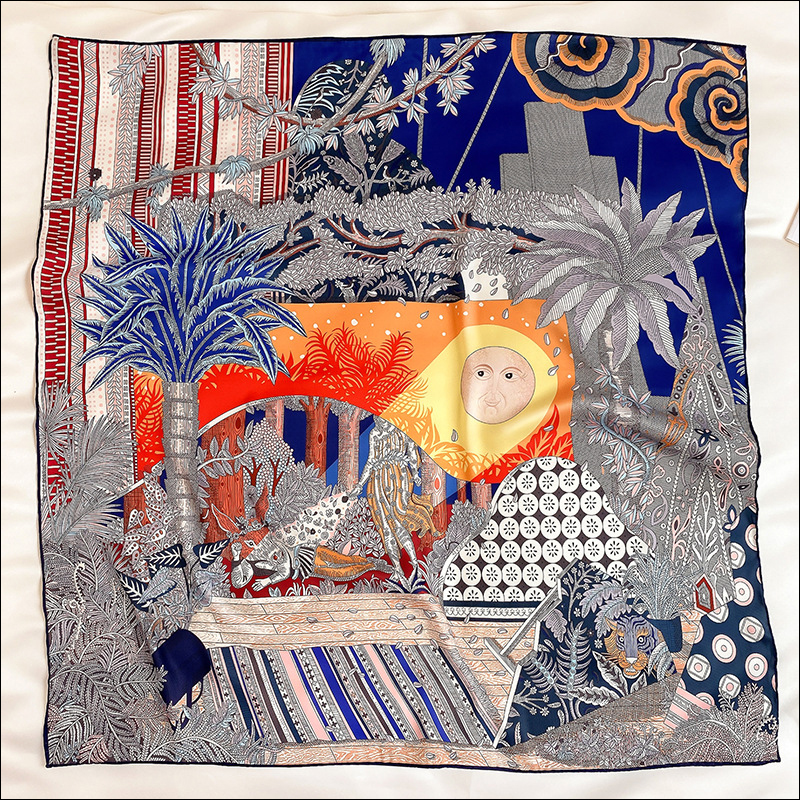Foulard Satin Scarf Female Silk Head Scarves For Ladies Hand Rolled Scarf 90 Foulard Luxe Curling "A Midsummer Night's Dream