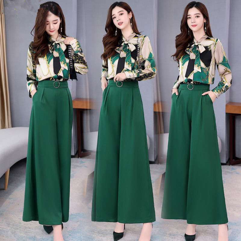 Summer Two Piece Set OL Women Sets Plus Size Two Piece Set Top And Pants Wide Leg Pants Woman Tracksuit /outfit/suit/Set 2 Piece 201119