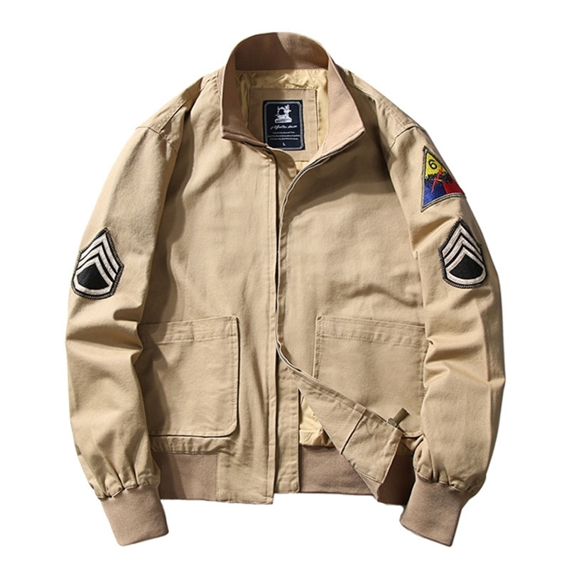 Brad Pitt Fury WW2 Khaki Spring Military Bomber Lightweight Men's Cotton Tanker Jacket Y201026
Brad Pitt Fury WW2 Khaki Spring Military Bomber Lightweight Men's Cotton Tanker Jacket Y201026