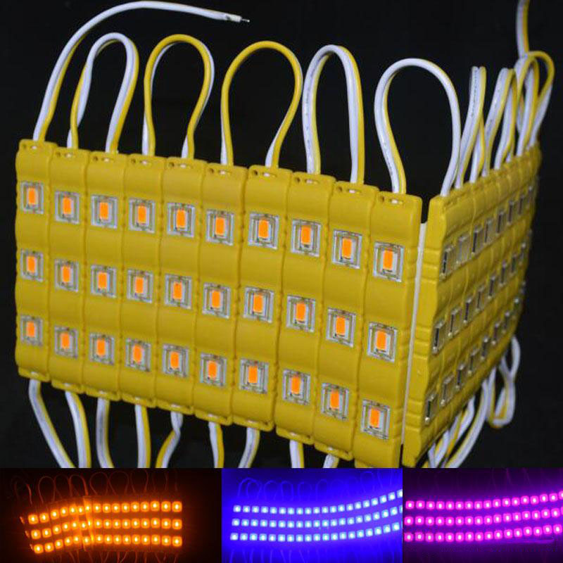 SMD5730 waterproof LED modules for backlighting sign letters, featuring 3 LEDs, 1.2W power, 150lm brightness, and 12V DC operation
