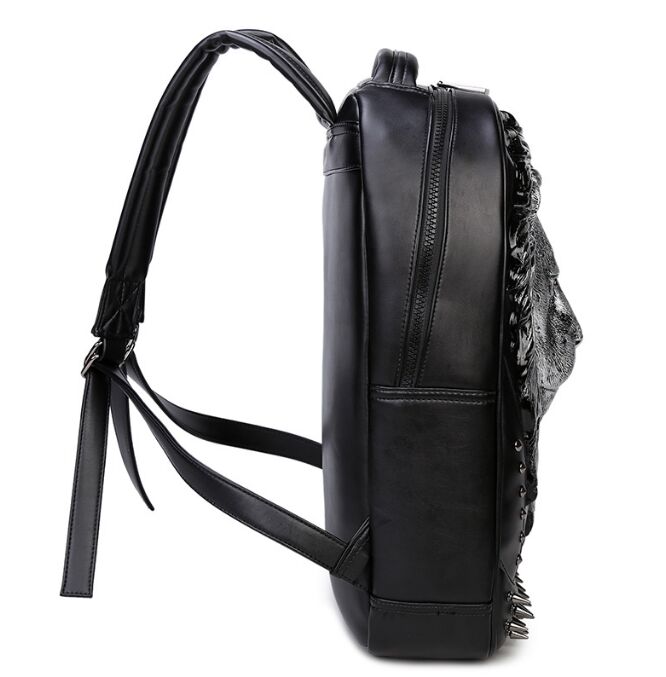 Fashion 3D Embossed Lion Backpack bags for Men rivet computer travel bag Laptop unique Bag personality whimsical Cool Women Schoolbag