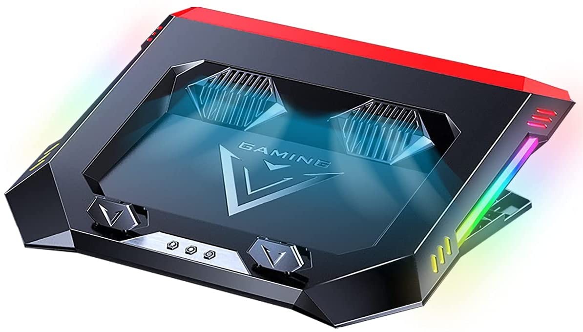 Laptop Cooling Pad for 14-18 Inch Gaming Laptop Stand with Double Blower, Gaming Laptop Cooler Stand with 7 Angle Adjustable, Two USB Ports and Colorf