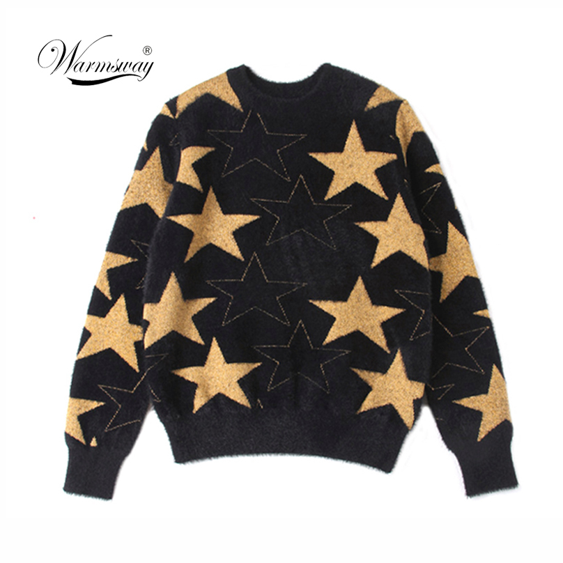 Warm Winter Spring short pullovers five-pointed star Cool Girls Sweater Jumper Streetwear Knitted Pull Femme Female Tricot T200116
