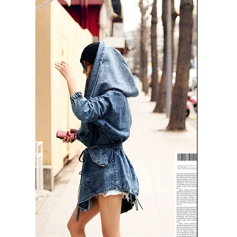 Women Denim Jeans Coat Jacket New Women Jeans Coats Vintage Long Sleeve Slim Hoody Plus Size Hooded Coat Roupas Femininos 201014