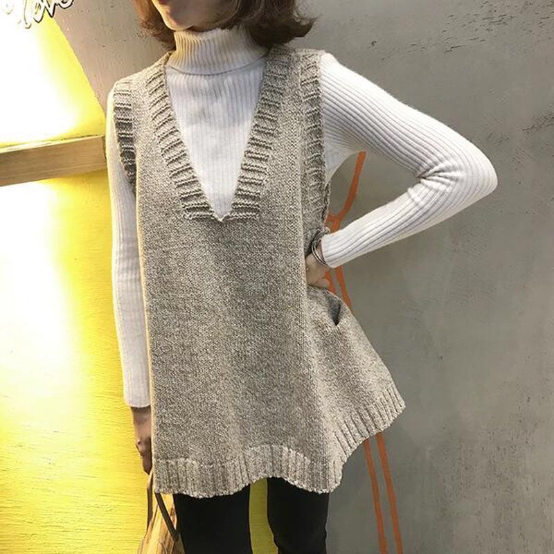 Plus size women's sweater vest autumn winter V-neck loose sleeveless vest sweater jacket women 201223
