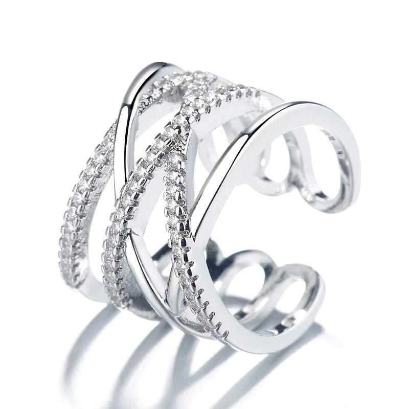 Wedding Rings Double Line Diamond Ring, Exaggerating Women's Ring Temperament Rose Gold Fashionable
Wedding Rings Double Line Diamond Ring, Exaggerating Women's Ring Temperament Rose Gold Fashionable