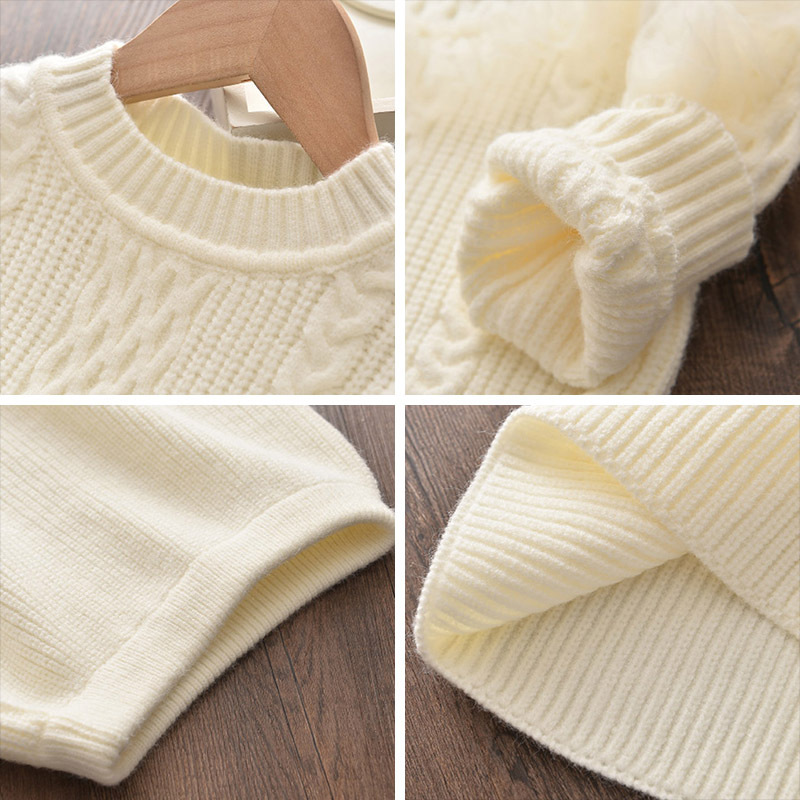 Autumn new girl long sleeve top sweater set winter children's T-shirt wool 2-piece set girl's birthday party holy meal setX1019