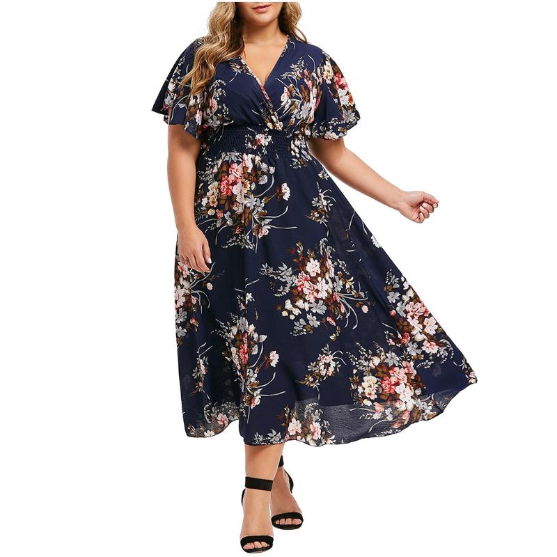 Women Plus Size Summer Dress Female V Neck Floral Print Bohemia Sleeveless Fashion Party Beach Maxi Dress vestidos de verano, Navy blue
Women Plus Size Summer Dress Female V Neck Floral Print Bohemia Sleeveless Fashion Party Beach Maxi Dress vestidos de verano, Navy blue