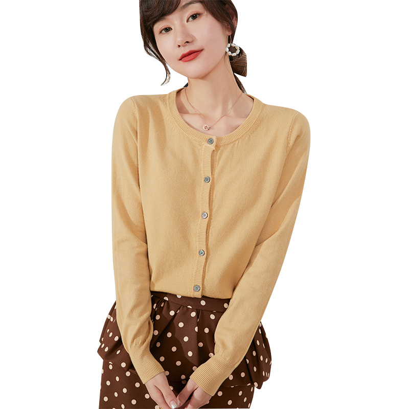 New Cashmere Women Basic Cardigan O-Neck Sweater Spring Autumn Winter Female Long Sleeve Wool Knitted Solid Soft Fashion 201030