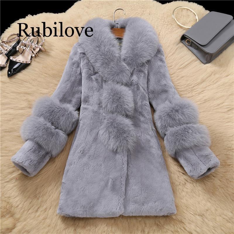 Winter Faux Fur Coats For Women | Warm Sheepskin Coat With Fox Collar Snap Slim Fit Jacket T200915 B1
