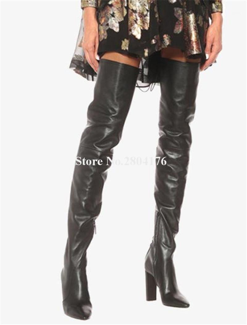 Women Elegant Pointed Toe Over Knee Chunky Heel Boots Black Leather Slim Style Thigh High Long Boots Dress Shoes1, As picture
Women Elegant Pointed Toe Over Knee Chunky Heel Boots Black Leather Slim Style Thigh High Long Boots Dress Shoes1, As picture