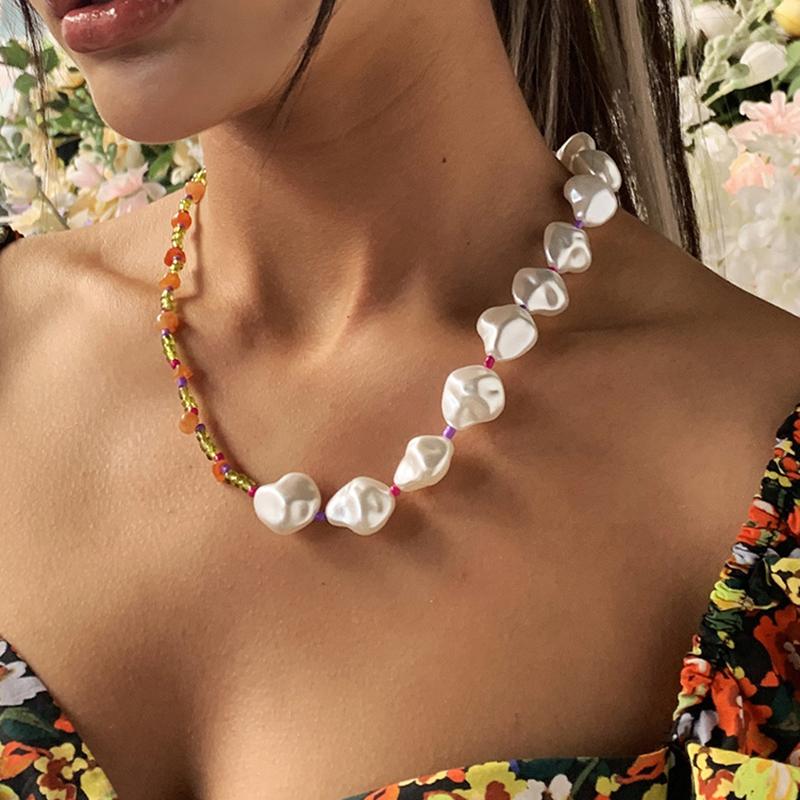 Retro White Baroque Pearl Neckalce for Women Colorful Rice Beads Chain Link Choker Neckalce Bohemia Grils Neck Collar Jewelry
Retro White Baroque Pearl Neckalce for Women Colorful Rice Beads Chain Link Choker Neckalce Bohemia Grils Neck Collar Jewelry