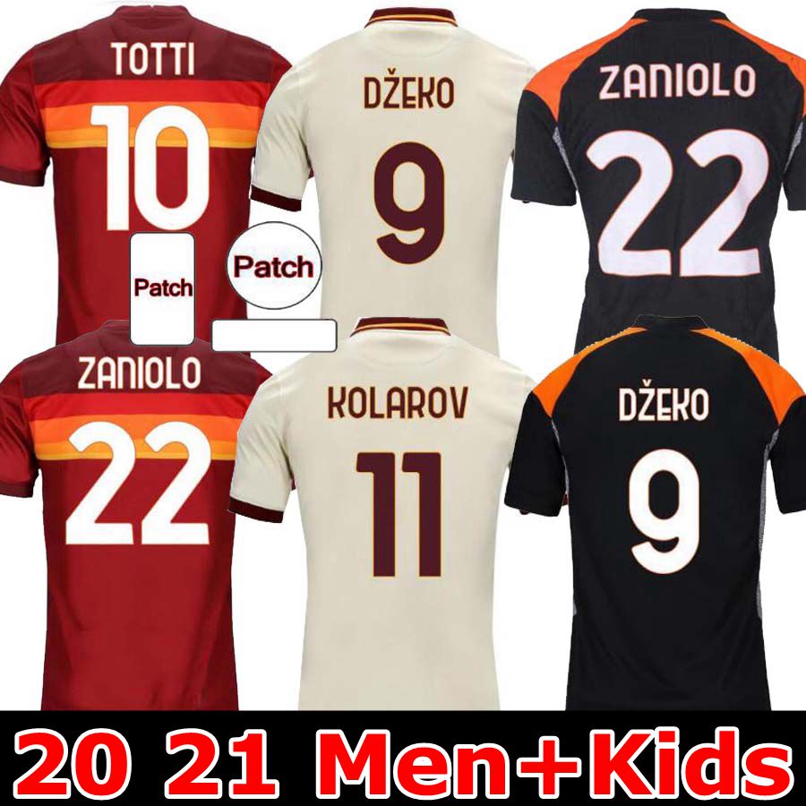 

2020 2021 roma Soccer jerseys DE ROSSI DZEKO ZANIOLO TOTTI PEROTTI KOLAROV 20 21 football shirt 2020 2021 Men Kids uniforms maillot third, 20 21 away jersey