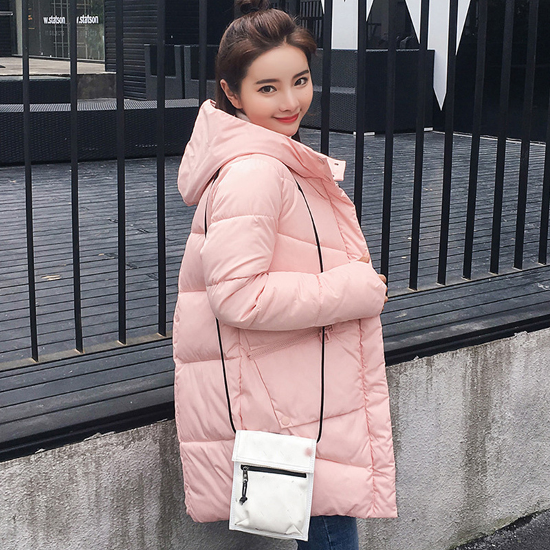 winter parka mujer Korean style long jacket women thick solid plus size loose hooded warm coat femme casual giacca donna 201110wtt