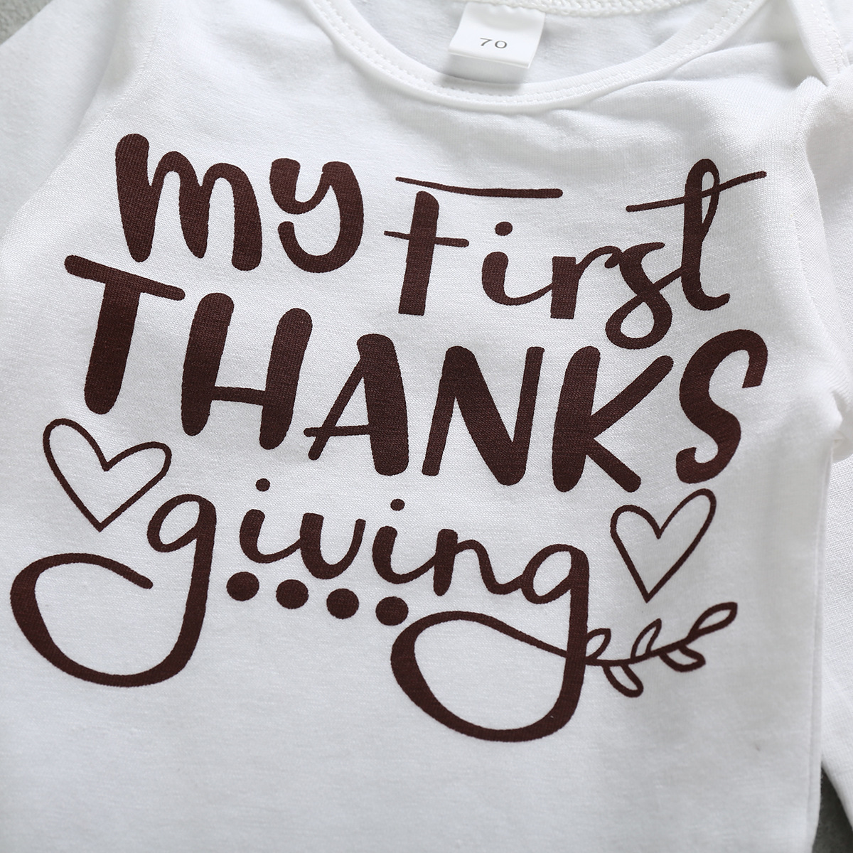 Thanksgiving CHILDREN'S Suit Foreign Trade Hot Selling Infant Long Sleeve Lettered Onesie Gauze Skirts SuitsX1019