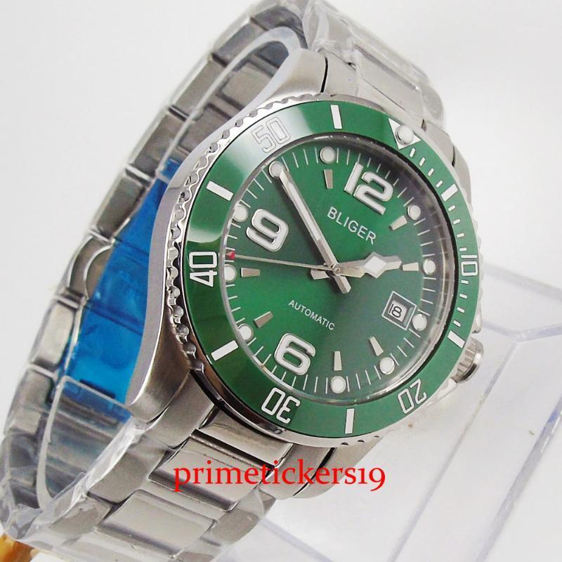 Wristwatches Bliger 40mm Green Dial Bezel Luminous Marks Date Indicator Stainless Steel Miyota Movement Automatic Watch Men1, Mingzhu movement
Wristwatches Bliger 40mm Green Dial Bezel Luminous Marks Date Indicator Stainless Steel Miyota Movement Automatic Watch Men1, Mingzhu movement