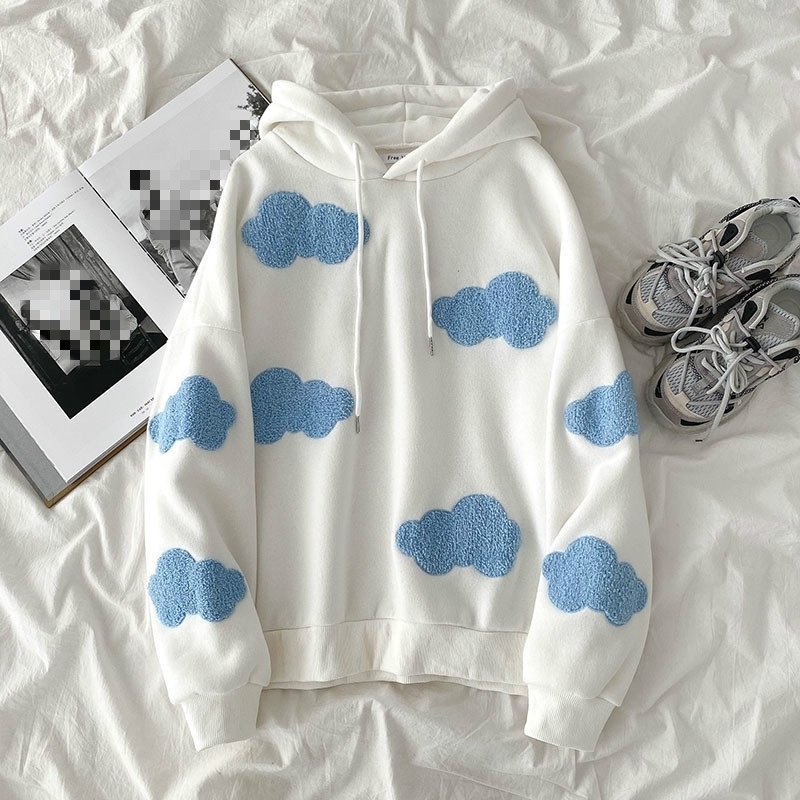 Ezgaga Harajuku Hoodies Women Casual Preppy Style Sky Clouds Embroidery Sweatshirt Loose Long Sleeve Pullover Streetwear Female 201204