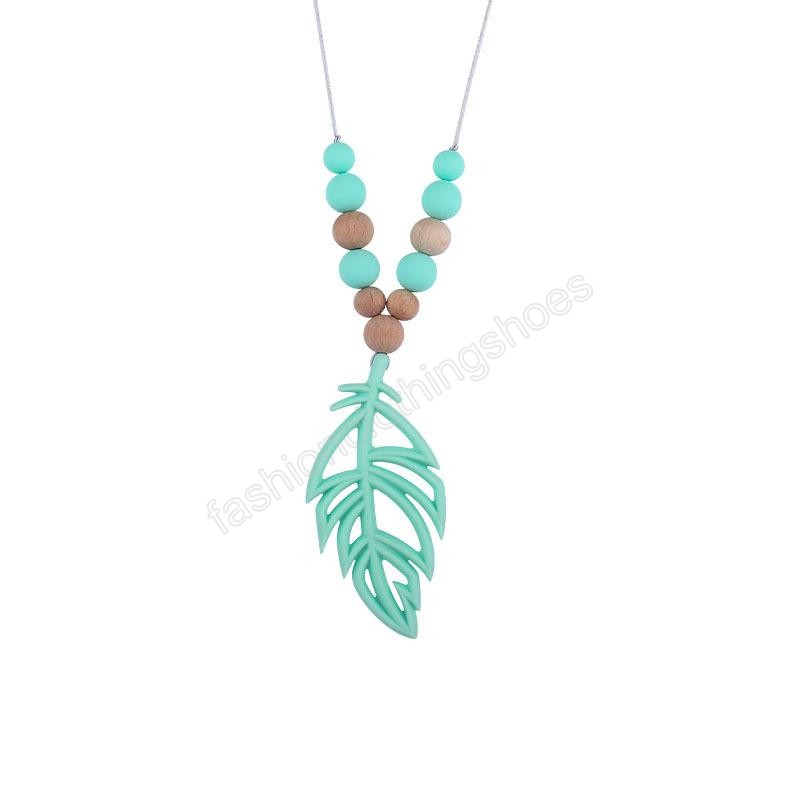 Silicone Leaves shape Teether necklace Baby tree leaf Teething Toy Nursing Soothers infant Chewable Sensory Teethers Pendant