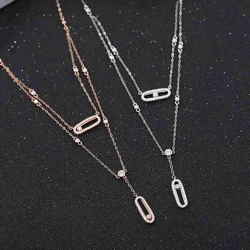 S925 Sterling Silver Women's Jewelry Beach Necklace Double Sliding Necklace Fashion Design Clavicle Chain Women's Necklace Y220307
S925 Sterling Silver Women's Jewelry Beach Necklace Double Sliding Necklace Fashion Design Clavicle Chain Women's Necklace Y220307