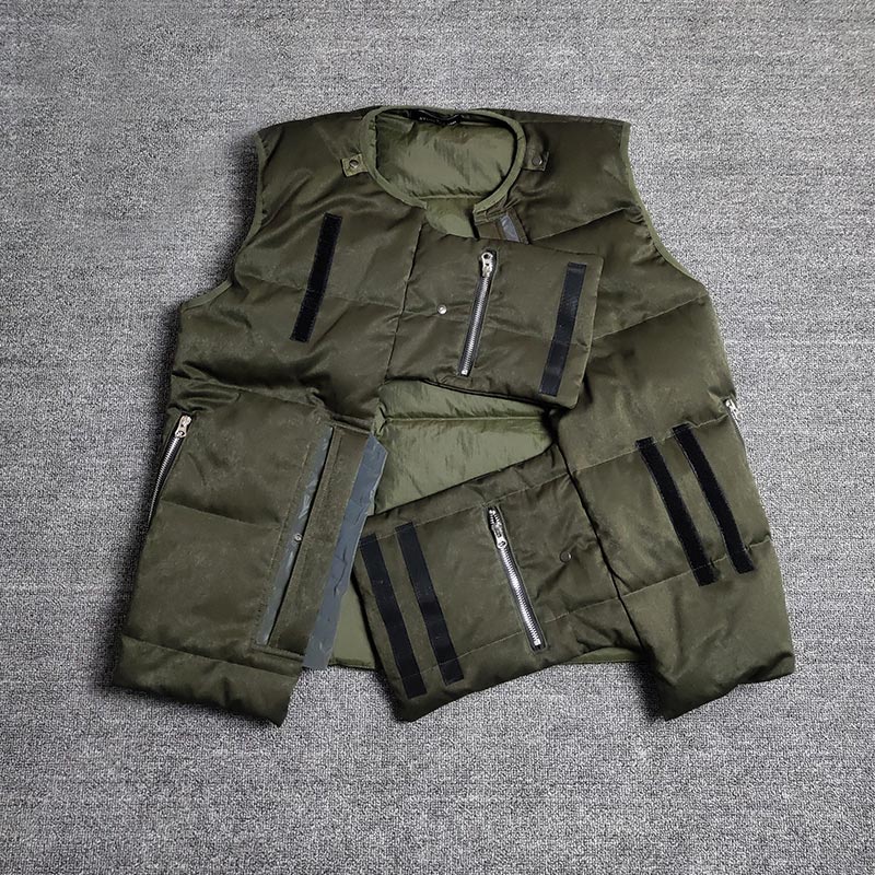 Thickened down vest in autumn and winter Fashion brand tight heater White Multi Pocket thermal outerwear