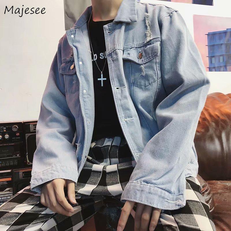 Men Jackets Denim Hole Retro Pockets Kpop Streetwear Spring Autumn Mens Korean Style Coat BF All-match Chic Harajuku Fashion New
Men Jackets Denim Hole Retro Pockets Kpop Streetwear Spring Autumn Mens Korean Style Coat BF All-match Chic Harajuku Fashion New