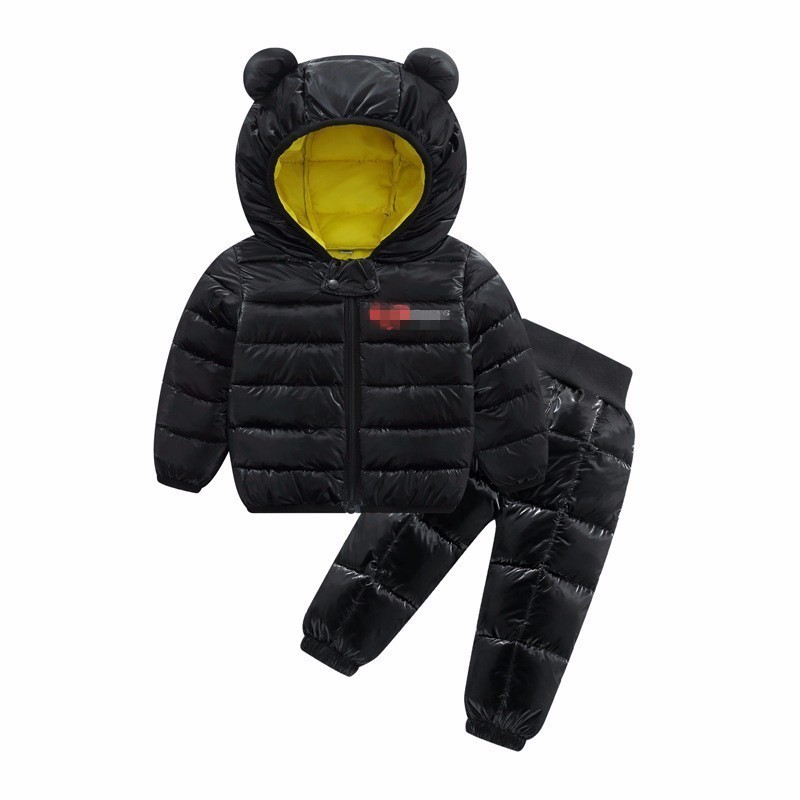 Down-Cotton Baby Children's Clothes Sets Winter Girls and Boys Hooded Jackets Coat-Pant Overalls Suit for Warm Kids ClothingX1019