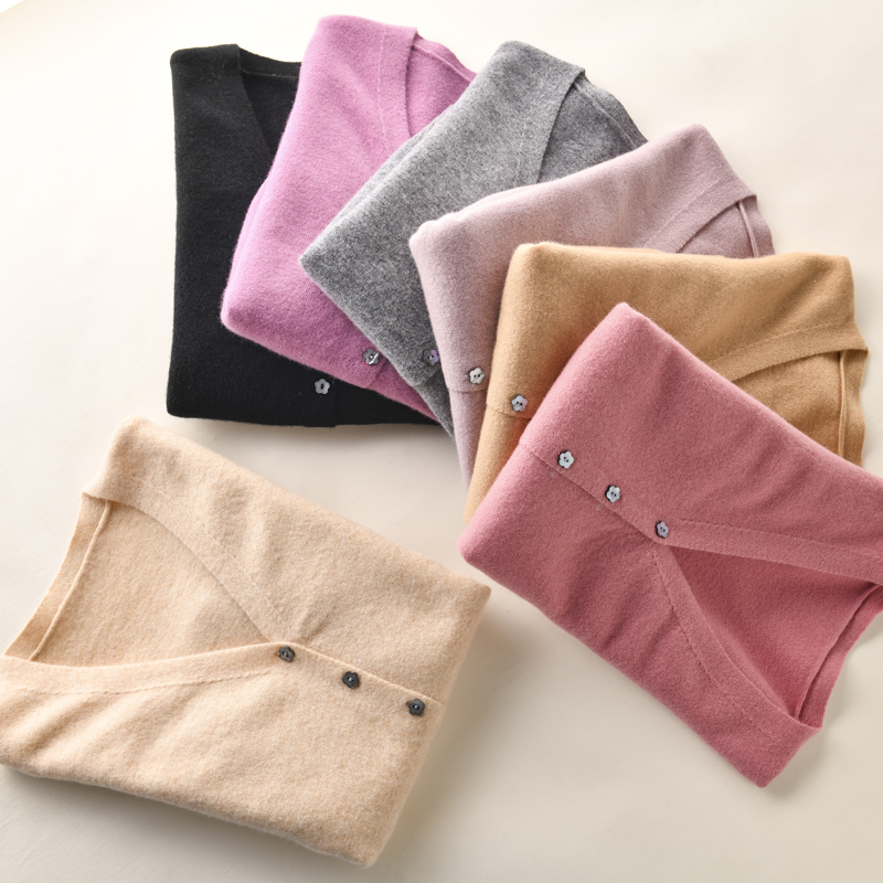 100% Wool Knitted Cardigans for Woman Jackets New Fashion V-neck Long Sleeve Sweaters Ladies Soft Woolen Cardigan M~XXL 201030