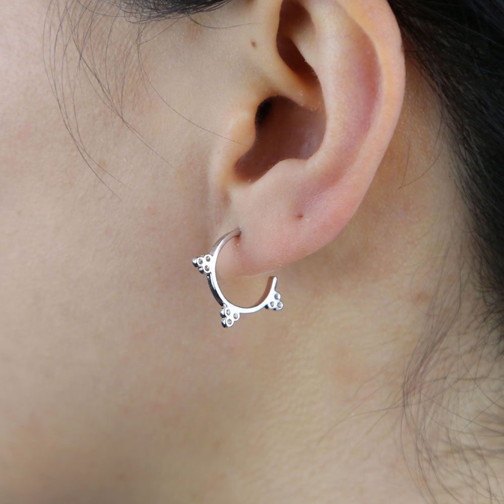 Drop ship women lady tiny stud earring with 3pcs cz paved mini round wedding party earring jewelry wholesale gold silver color